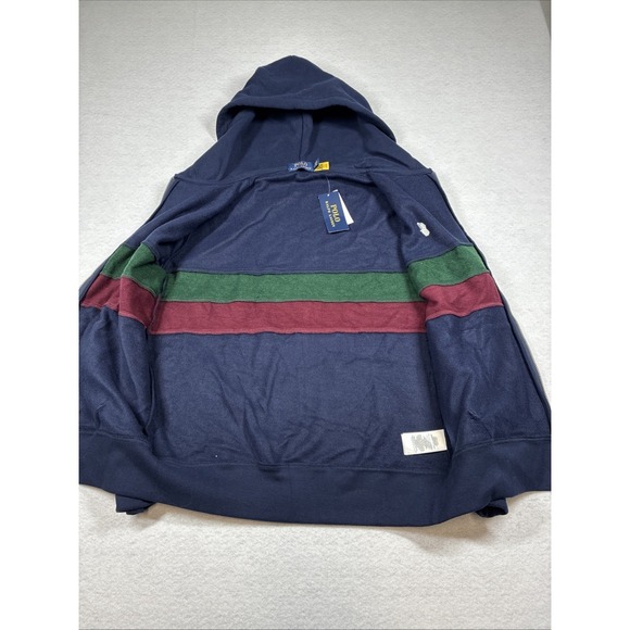 NWT Polo Ralph Lauren Lspohood M2 Hoodie Knit Navy Color Block Pullover Full Zip - Picture 6 of 13